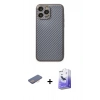 MARSİLYAN™- iPhone 13 Pro Max Kılıf Ahenk Işık - Siyah Bilvis 5in1 5D Magic Hayalet Cam Ekran Koruyucu + Renkli Kamera Lens Koruma Cam - PE