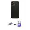 MARSİLYAN™- iPhone 13 Pro Max Kılıf Ahenk Işık - Siyah Bilvis 5in1 5D Magic Hayalet Cam Ekran Koruyucu + Renkli Kamera Lens Koruma Cam - PE