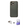 MARSİLYAN™- iPhone 13 Pro Max Kılıf Ahenk Işık - Siyah Bilvis 5in1 5D Magic Hayalet Cam Ekran Koruyucu + Pers Alüminyum Kamera Lens - GD