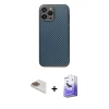 MARSİLYAN™- iPhone 13 Pro Max Kılıf Ahenk Işık - Siyah Bilvis 5in1 5D Magic Hayalet Cam Ekran Koruyucu + Pers Alüminyum Kamera Lens - GD