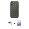MARSİLYAN™- iPhone 13 Pro Max Kılıf Ahenk Işık - Siyah Bilvis 5in1 5D Magic Hayalet Cam Ekran Koruyucu + Pers Alüminyum Kamera Lens - LT