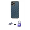 MARSİLYAN™- iPhone 13 Pro Max Kılıf Ahenk Işık - Siyah Bilvis 5in1 5D Magic Hayalet Cam Ekran Koruyucu + Renkli Kamera Lens Koruma Cam - PE