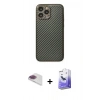 MARSİLYAN™- iPhone 13 Pro Max Kılıf Ahenk Işık - Siyah Bilvis 5in1 5D Magic Hayalet Cam Ekran Koruyucu + Pers Alüminyum Kamera Lens - GI