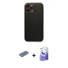 MARSİLYAN™- iPhone 13 Pro Max Kılıf Ahenk Işık - Siyah Bilvis 5in1 5D Magic Hayalet Cam Ekran Koruyucu + Renkli Kamera Lens Koruma Cam - YL