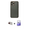 MARSİLYAN™- iPhone 13 Pro Max Kılıf Ahenk Işık - Siyah Bilvis 5in1 5D Magic Hayalet Cam Ekran Koruyucu + Rainbow Kamera Lens Koruma Cam - KI