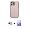 MARSİLYAN™- iPhone 13 Pro Max Kılıf Ahenk Işık - Siyah Bilvis 5in1 5D Magic Hayalet Cam Ekran Koruyucu + Rainbow Kamera Lens Koruma Cam - MR