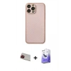 MARSİLYAN™- iPhone 13 Pro Max Kılıf Ahenk Işık - Siyah Bilvis 5in1 5D Magic Hayalet Cam Ekran Koruyucu + Rainbow Kamera Lens Koruma Cam - KI