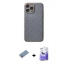 MARSİLYAN™- iPhone 13 Pro Max Kılıf Ahenk Işık - Siyah Bilvis 5in1 5D Magic Hayalet Cam Ekran Koruyucu + Shine Kamera Lens Koruma Cam - PE