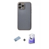 MARSİLYAN™- iPhone 13 Pro Max Kılıf Ahenk Işık - Siyah Bilvis 5in1 5D Magic Hayalet Cam Ekran Koruyucu + Shine Kamera Lens Koruma Cam - MI