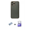 MARSİLYAN™- iPhone 13 Pro Max Kılıf Ahenk Işık - Siyah Bilvis 5in1 5D Magic Hayalet Cam Ekran Koruyucu + Shine Kamera Lens Koruma Cam - MI