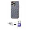 MARSİLYAN™- iPhone 13 Pro Max Kılıf Ahenk Işık - Siyah Bilvis 5in1 5D Magic Hayalet Cam Ekran Koruyucu + Sierra Blue Pers Alüminyum Kamera Lens