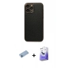 MARSİLYAN™- iPhone 13 Pro Max Kılıf Ahenk Işık - Siyah Bilvis 5in1 5D Magic Hayalet Cam Ekran Koruyucu + Shine Kamera Lens Koruma Cam - MI