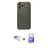 MARSİLYAN™- iPhone 13 Pro Max Kılıf Ahenk Işık - Siyah Bilvis 5in1 5D Magic Hayalet Cam Ekran Koruyucu + Sierra Blue Pers Alüminyum Kamera Lens