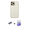 MARSİLYAN™- iPhone 13 Pro Max Kılıf Ahenk Işık - Siyah Bilvis 5in1 5D Magic Hayalet Cam Ekran Koruyucu + Turuncu Renkli Kamera Lens Koruma Cam