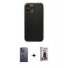 MARSİLYAN™- iPhone 13 Pro Max Kılıf Ahenk Işık - Siyah Bilvis Hayalet Cam Ekran Koruyucu + Neon Fosforlu Kamera Lens - BZ