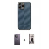MARSİLYAN™- iPhone 13 Pro Max Kılıf Ahenk Işık - Siyah Bilvis Hayalet Cam Ekran Koruyucu + Neon Fosforlu Kamera Lens - BZ