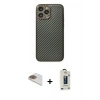 MARSİLYAN™- iPhone 13 Pro Max Kılıf Ahenk Işık - Siyah Bilvis Hayalet Cam Ekran Koruyucu + Pers Alüminyum Kamera Lens - GD
