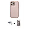 MARSİLYAN™- iPhone 13 Pro Max Kılıf Ahenk Işık - Siyah Bilvis Hayalet Cam Ekran Koruyucu + Pers Alüminyum Kamera Lens - LT