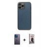 MARSİLYAN™- iPhone 13 Pro Max Kılıf Ahenk Işık - Siyah Bilvis Hayalet Cam Ekran Koruyucu + Neon Fosforlu Kamera Lens - MI