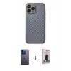 MARSİLYAN™- iPhone 13 Pro Max Kılıf Ahenk Işık - Siyah Bilvis Hayalet Cam Ekran Koruyucu + Neon Fosforlu Kamera Lens - MI