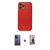 MARSİLYAN™- iPhone 13 Pro Max Kılıf Ahenk Işık - Siyah Bilvis Hayalet Cam Ekran Koruyucu + Neon Fosforlu Kamera Lens - MI