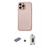 MARSİLYAN™- iPhone 13 Pro Max Kılıf Ahenk Işık - Siyah Bilvis Hayalet Cam Ekran Koruyucu + Renkli Kamera Lens Koruma Cam - MI