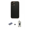 MARSİLYAN™- iPhone 13 Pro Max Kılıf Ahenk Işık - Siyah Bilvis Hayalet Cam Ekran Koruyucu + Renkli Kamera Lens Koruma Cam - MI