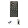 MARSİLYAN™- iPhone 13 Pro Max Kılıf Ahenk Işık - Siyah Bilvis Hayalet Cam Ekran Koruyucu + Renkli Kamera Lens Koruma Cam - MI