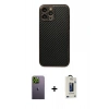 MARSİLYAN™- iPhone 13 Pro Max Kılıf Ahenk Işık - Siyah Bilvis Hayalet Cam Ekran Koruyucu + Neon Fosforlu Kamera Lens - YL