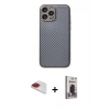 MARSİLYAN™- iPhone 13 Pro Max Kılıf Ahenk Işık - Siyah Bilvis Hayalet Cam Ekran Koruyucu + Pers Alüminyum Kamera Lens - KI