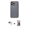 MARSİLYAN™- iPhone 13 Pro Max Kılıf Ahenk Işık - Siyah Bilvis Hayalet Cam Ekran Koruyucu + Pers Alüminyum Kamera Lens - GI