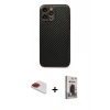 MARSİLYAN™- iPhone 13 Pro Max Kılıf Ahenk Işık - Siyah Bilvis Hayalet Cam Ekran Koruyucu + Pers Alüminyum Kamera Lens - KI