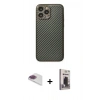 MARSİLYAN™- iPhone 13 Pro Max Kılıf Ahenk Işık - Siyah Bilvis Hayalet Cam Ekran Koruyucu + Pers Alüminyum Kamera Lens - GI