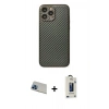 MARSİLYAN™- iPhone 13 Pro Max Kılıf Ahenk Işık - Siyah Bilvis Hayalet Cam Ekran Koruyucu + Rainbow Kamera Lens Koruma Cam - MI