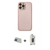 MARSİLYAN™- iPhone 13 Pro Max Kılıf Ahenk Işık - Siyah Bilvis Hayalet Cam Ekran Koruyucu + Rainbow Kamera Lens Koruma Cam - MI