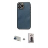 MARSİLYAN™- iPhone 13 Pro Max Kılıf Ahenk Işık - Siyah Bilvis Hayalet Cam Ekran Koruyucu + Rainbow Kamera Lens Koruma Cam - MI