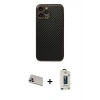 MARSİLYAN™- iPhone 13 Pro Max Kılıf Ahenk Işık - Siyah Bilvis Hayalet Cam Ekran Koruyucu + Rainbow Kamera Lens Koruma Cam - MR