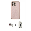 MARSİLYAN™- iPhone 13 Pro Max Kılıf Ahenk Işık - Siyah Bilvis Hayalet Cam Ekran Koruyucu + Rainbow Kamera Lens Koruma Cam - KI