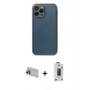 MARSİLYAN™- iPhone 13 Pro Max Kılıf Ahenk Işık - Siyah Bilvis Hayalet Cam Ekran Koruyucu + Rainbow Kamera Lens Koruma Cam - MR