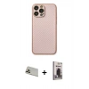 MARSİLYAN™- iPhone 13 Pro Max Kılıf Ahenk Işık - Siyah Bilvis Hayalet Cam Ekran Koruyucu + Rainbow Kamera Lens Koruma Cam - REGD