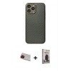 MARSİLYAN™- iPhone 13 Pro Max Kılıf Ahenk Işık - Siyah Bilvis Hayalet Cam Ekran Koruyucu + Rainbow Kamera Lens Koruma Cam - KI