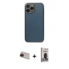 MARSİLYAN™- iPhone 13 Pro Max Kılıf Ahenk Işık - Siyah Bilvis Hayalet Cam Ekran Koruyucu + Rainbow Kamera Lens Koruma Cam - KI