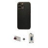 MARSİLYAN™- iPhone 13 Pro Max Kılıf Ahenk Işık - Siyah Bilvis Hayalet Cam Ekran Koruyucu + Rainbow Kamera Lens Koruma Cam - KI