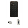 MARSİLYAN™- iPhone 13 Pro Max Kılıf Ahenk Işık - Siyah Bilvis Hayalet Cam Ekran Koruyucu + Rainbow Kamera Lens Koruma Cam - BZ