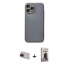 MARSİLYAN™- iPhone 13 Pro Max Kılıf Ahenk Işık - Siyah Bilvis Hayalet Cam Ekran Koruyucu + Rainbow Kamera Lens Koruma Cam - KI