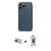 MARSİLYAN™- iPhone 13 Pro Max Kılıf Ahenk Işık - Siyah Bilvis Hayalet Cam Ekran Koruyucu + Rainbow Kamera Lens Koruma Cam - MI