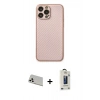 MARSİLYAN™- iPhone 13 Pro Max Kılıf Ahenk Işık - Siyah Bilvis Hayalet Cam Ekran Koruyucu + Rainbow Kamera Lens Koruma Cam - BZ