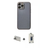 MARSİLYAN™- iPhone 13 Pro Max Kılıf Ahenk Işık - Siyah Bilvis Hayalet Cam Ekran Koruyucu + Rainbow Kamera Lens Koruma Cam - BZ