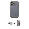 MARSİLYAN™- iPhone 13 Pro Max Kılıf Ahenk Işık - Siyah Bilvis Hayalet Cam Ekran Koruyucu + Rainbow Kamera Lens Koruma Cam - BZ