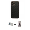 MARSİLYAN™- iPhone 13 Pro Max Kılıf Ahenk Işık - Siyah Bilvis Hayalet Cam Ekran Koruyucu + Rainbow Kamera Lens Koruma Cam - MI